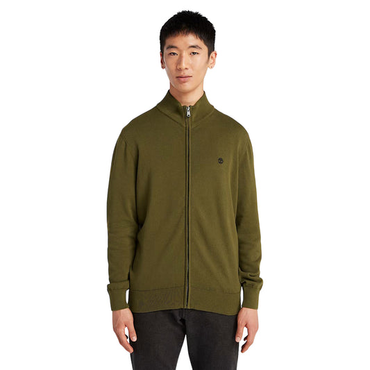 Maglione Uomo con Zip Williams River Verde modello frontale