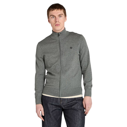 Maglione Uomo a zip intera Williams River Grigio modello frontale
