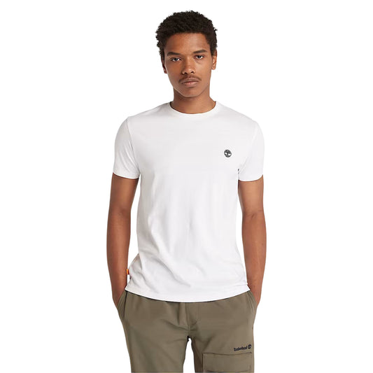 T-shirt Uomo in cotone bianco con logo ricamato modello frontale