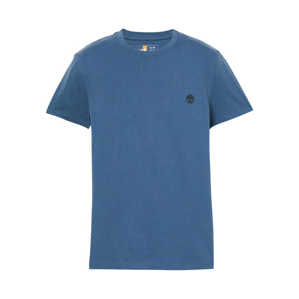 T-shirt Uomo, in cotone Blu, dal fit classico con micro logo ricamato 