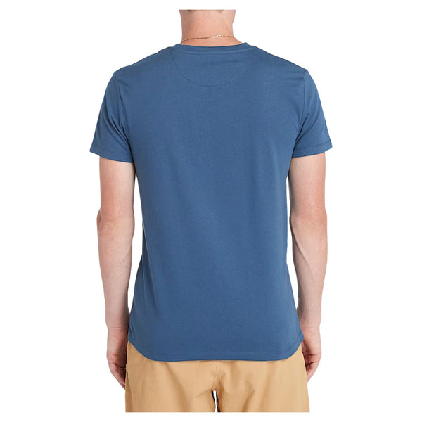 T-shirt Uomo, in cotone Blu, dal fit classico con micro logo ricamato 