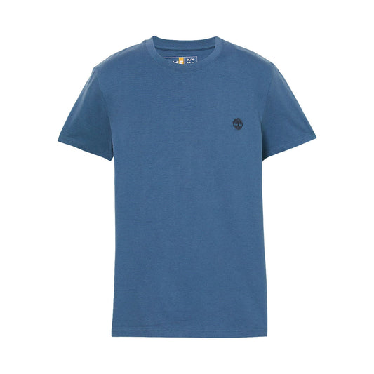 T-shirt Uomo, in cotone Blu, dal fit classico con micro logo ricamato