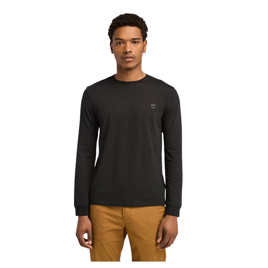 T-shirt a Maniche Lunghe Dunstan River da Uomo in colore nero modello frontale