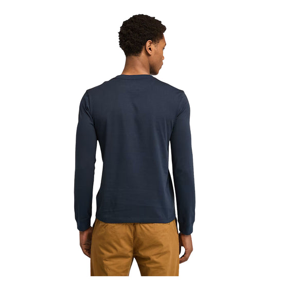 T-shirt a Maniche Lunghe Dunstan River da Uomo in blu scuro modello retro