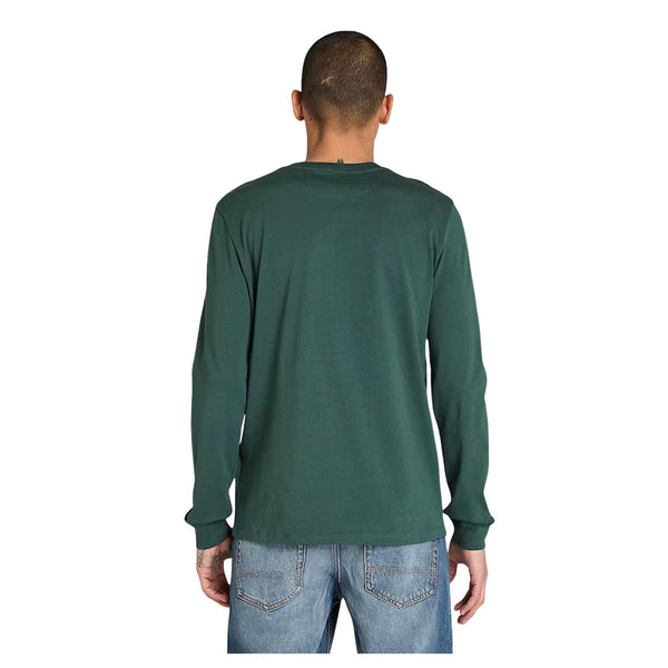 T-shirt a Maniche Lunghe Dunstan River da Uomo in verde scuro modello retro