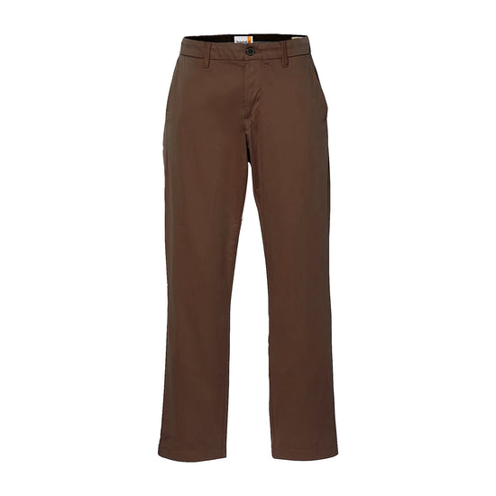 Pantaloni Chino Uomo in Twill elasticizzato marrone