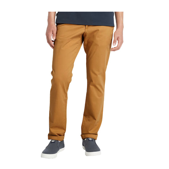 Pantaloni Chino Uomo Twill elasticizzato Giallo modella frontale