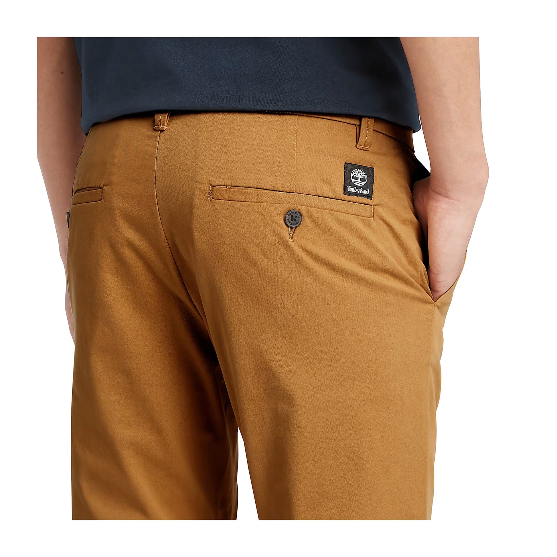 Pantaloni Chino Uomo Twill elasticizzato Giallo dettaglio