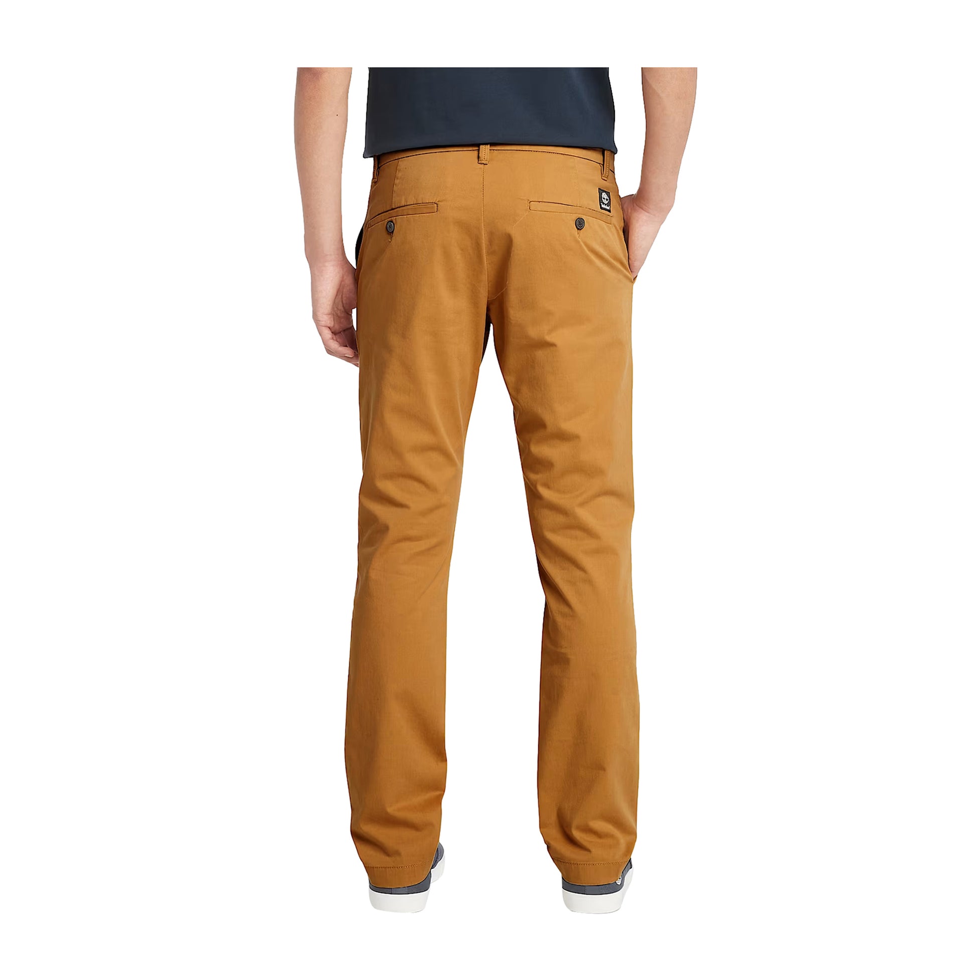 Pantaloni Chino Uomo Twill elasticizzato Giallo modello retro