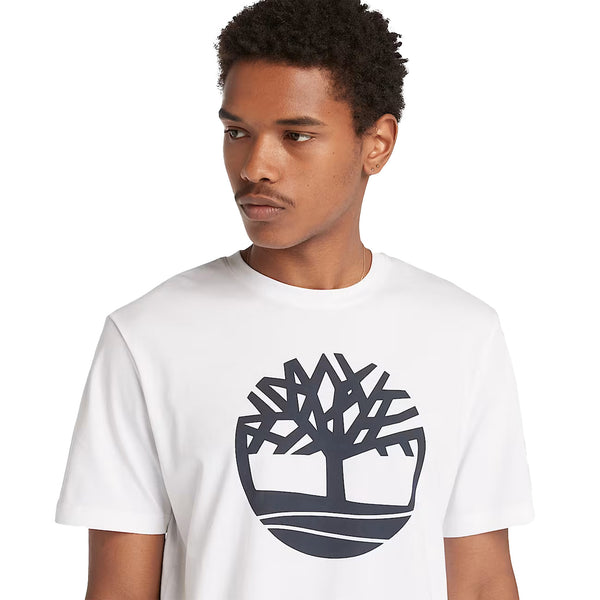 T-shirt Uomo con Logo Albero Kennebec River Bianco modello frontale ravvicinato