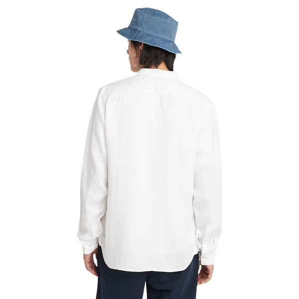 Camicia Uomo Mill Brook in Lino Bianco modello retro