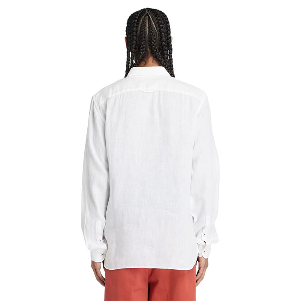Camicia Uomo in Lino Mill Brook Bianco modello retro