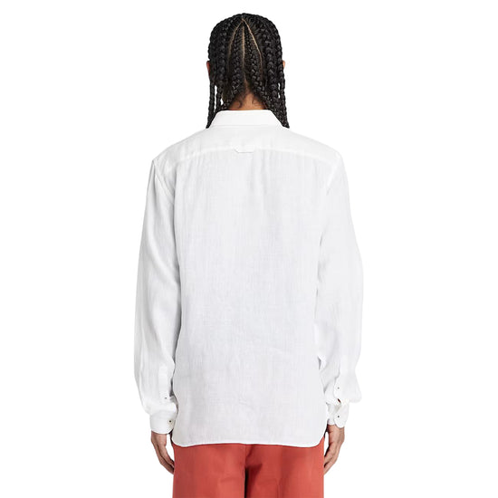 Camicia Uomo in Lino Mill Brook Bianco modello retro