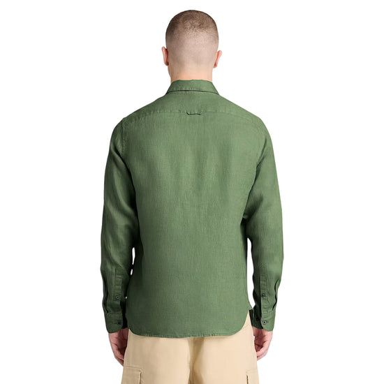 Camicia Uomo in lino Mill Brook Verde modello retro