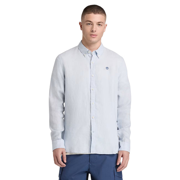 Camicia Uomo in lino Mill Brook Grigio modello frontale
