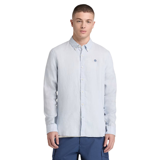 Camicia Uomo in lino Mill Brook Grigio modello frontale