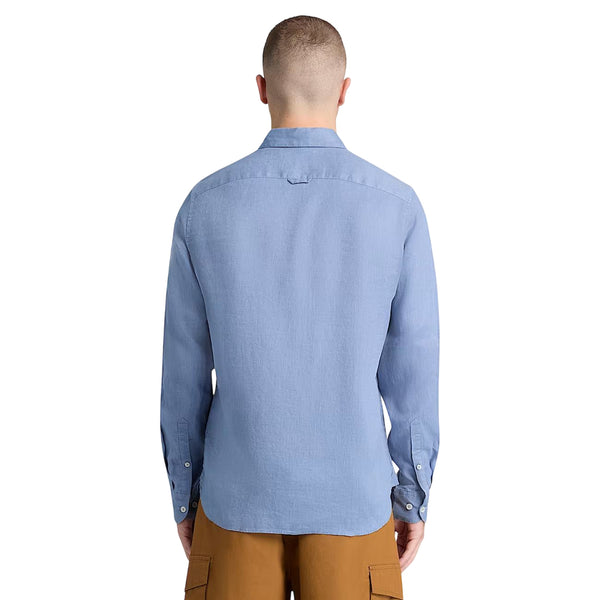 Camicia Uomo in lino Mill Brook Blu modello retro