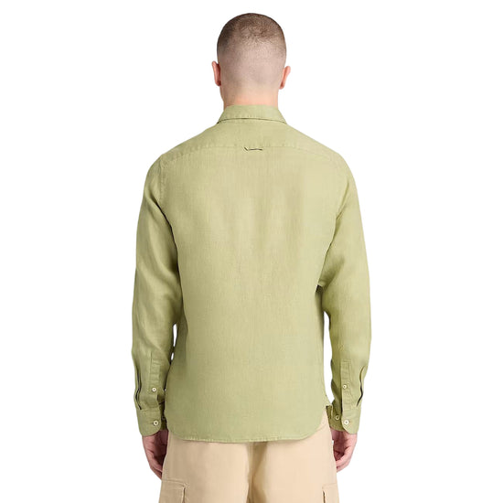 Camicia Uomo in lino Mill Brook Verde chiaro modello retro