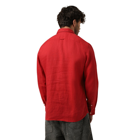 Camicia Uomo in lino Mill Brook Rosso modello retro