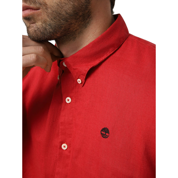 Camicia Uomo in lino Mill Brook Rosso dettaglio
