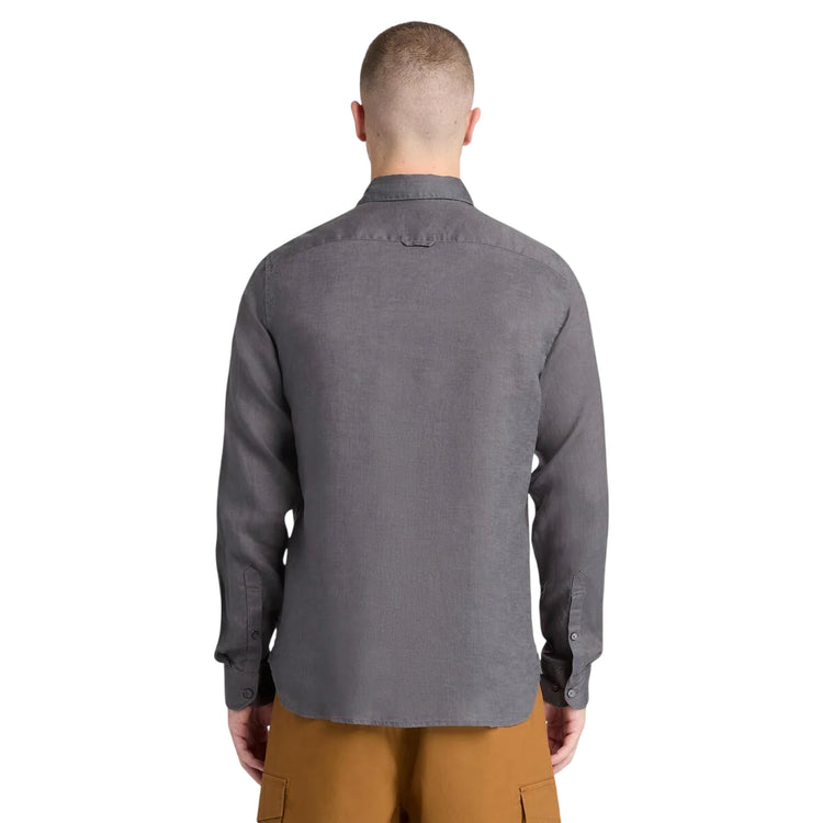 Camicia Uomo in lino Mill Brook Grigio modello retro