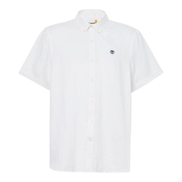 Camicia Uomo Maniche Corte in Lino Mill Brook Bianco