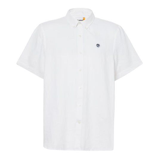 Camicia Uomo Maniche Corte in Lino Mill Brook Bianco