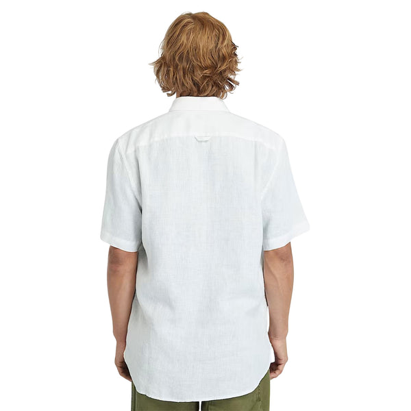 Camicia Uomo Maniche Corte in Lino Mill Brook Bianco modello retro