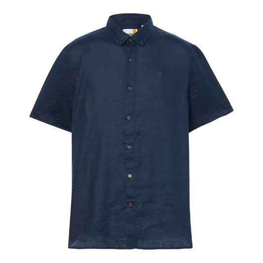 Camicia Uomo Maniche Corte in Lino Mill Brook Blu scuro