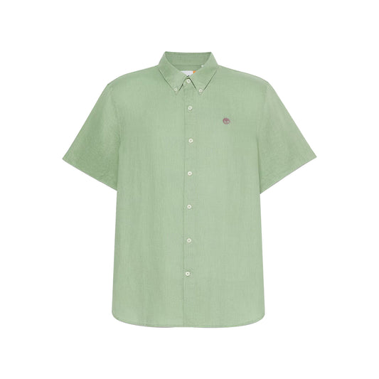 Camicia Uomo Maniche Corte in Lino Mill Brook Verde chiaro