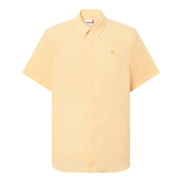 Camicia Uomo in lino a manica corta Giallo