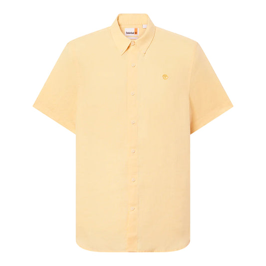 Camicia Uomo in lino a manica corta Giallo