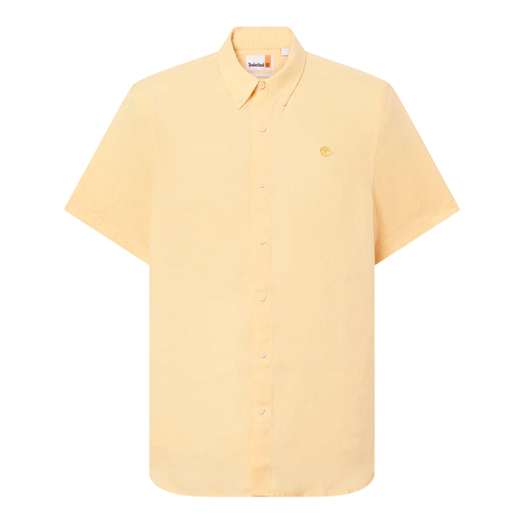 Camicia Uomo in lino a manica corta Giallo