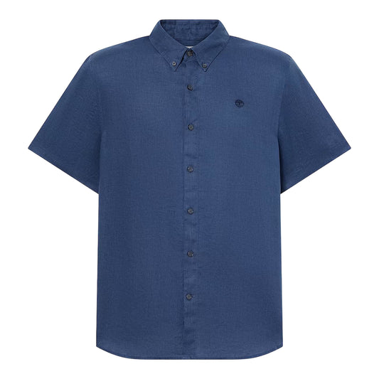 Camicia Uomo Mill Brook a manica corta in lino Blu