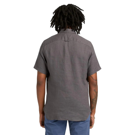 Camicia Uomo Mill Brook a manica corta in lino Grigio modello retro