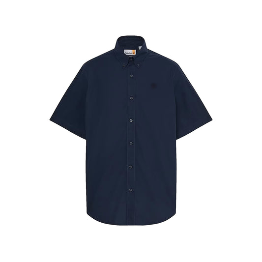 Camicia Uomo Maniche Corte in Popeline Elasticizzato Blu