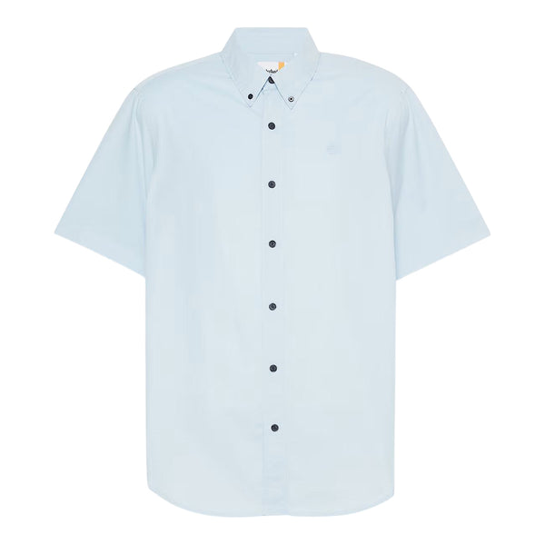 Camicia Uomo Maniche Corte in Popeline Elasticizzato Celeste
