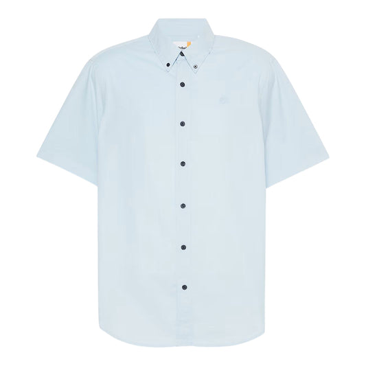 Camicia Uomo Maniche Corte in Popeline Elasticizzato Celeste