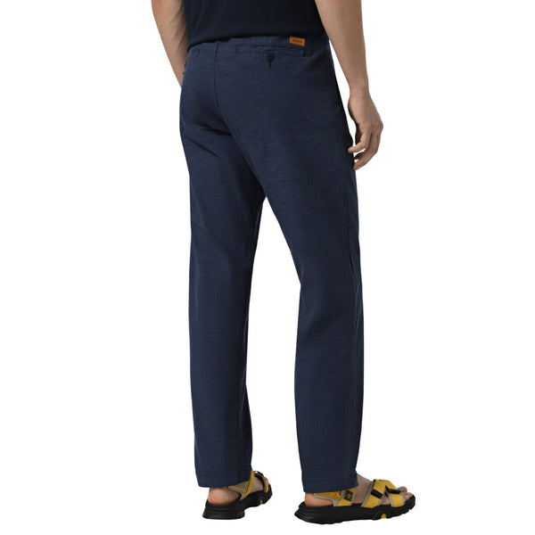 Pantaloni Joggers Uomo in Cotone e Lino Blu modello retro