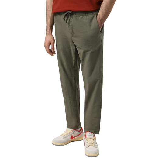 Pantaloni Joggers Uomo in Cotone e Lino Verde scuro modello frontale