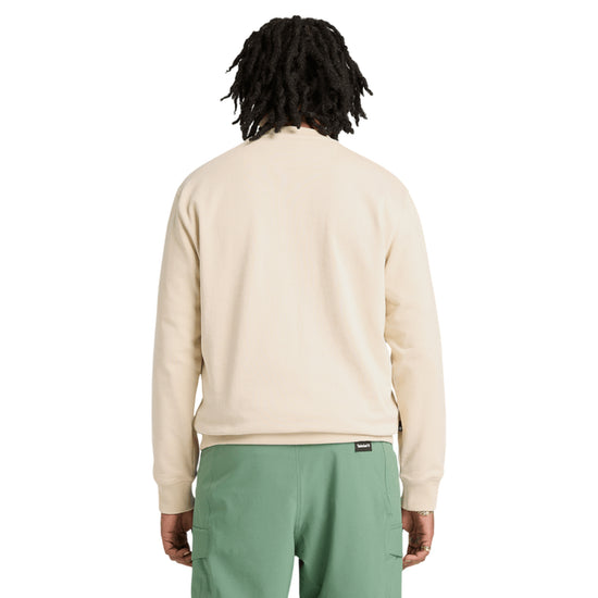 Felpa girocollo Uomo Beige con logo ricamato modello retro