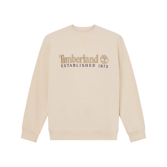 Felpa girocollo Uomo Beige con logo ricamato