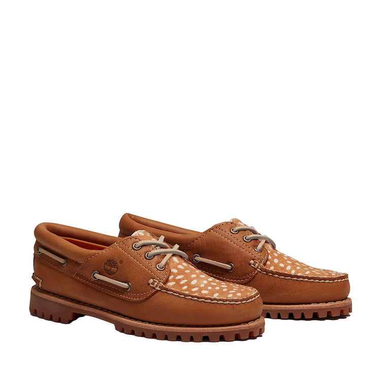 Scarpa da barca Donna Authentic 3-Eye inserto in pelo, marrone