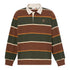 Polo a righe unisex verde scuro e marrone scuro