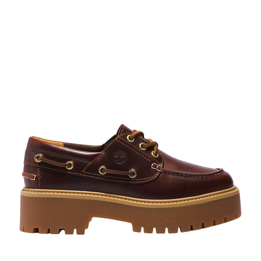 Scarpe da barca Donna con Plateau Stone Street marrone scuro