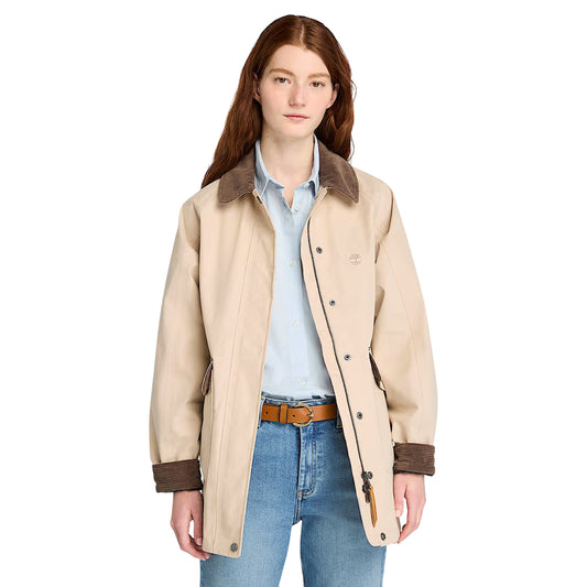 Cappotto Donna Barn Impermeabile Wenham Beige modella frontale
