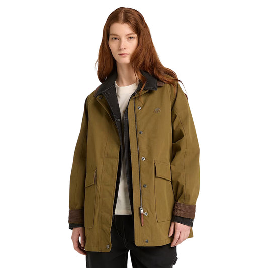 Cappotto impermeabile da donna in verde scuro