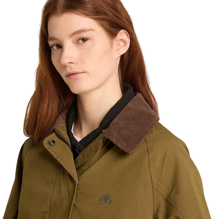 Cappotto impermeabile da donna in verde scuro