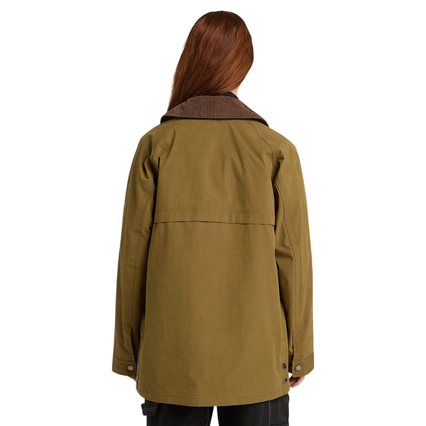 Cappotto impermeabile da donna in verde scuro