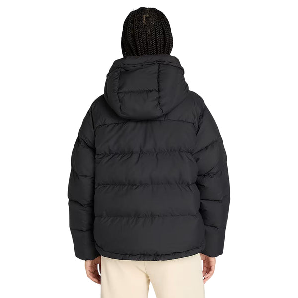 Piumino Donna in piuma riciclata Nero modella retro